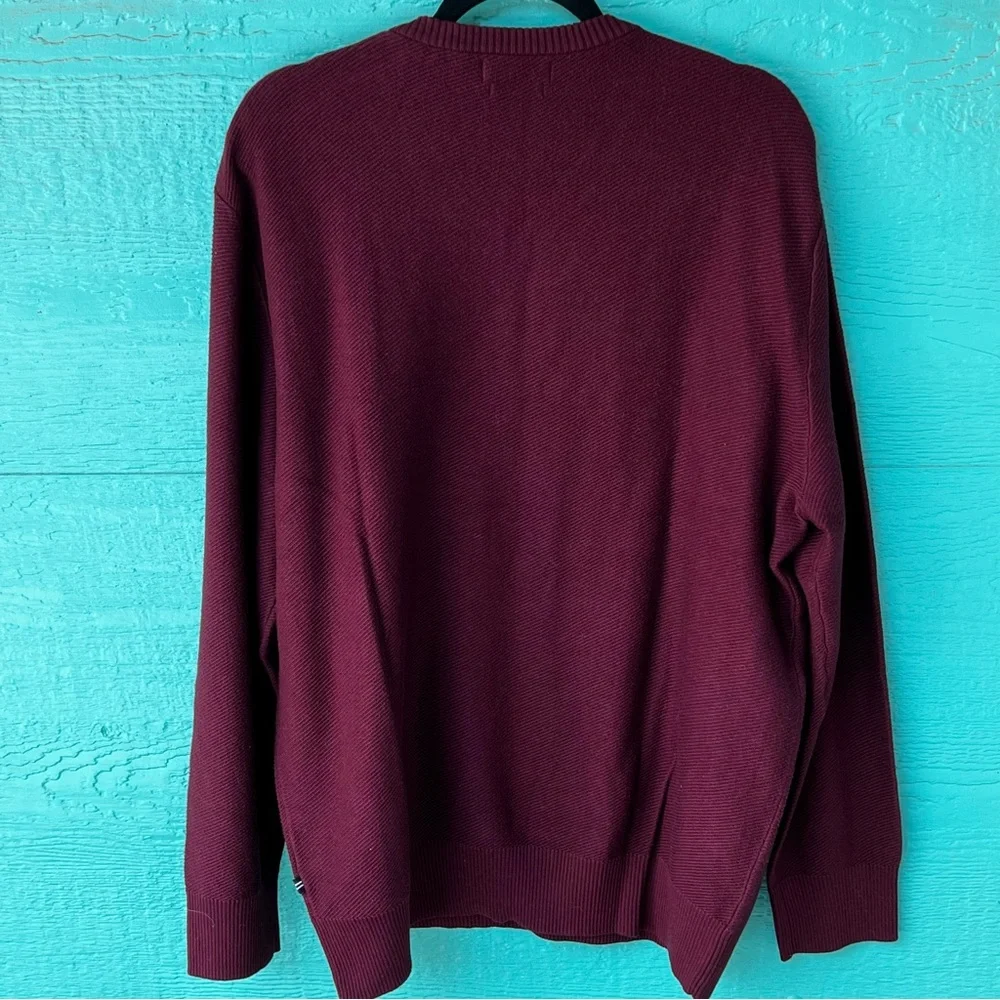 NAUTICA MAROON BURGUNDY DARK RED Navtech V-Neck Deck Sweater Cotton SZ XXL NWT